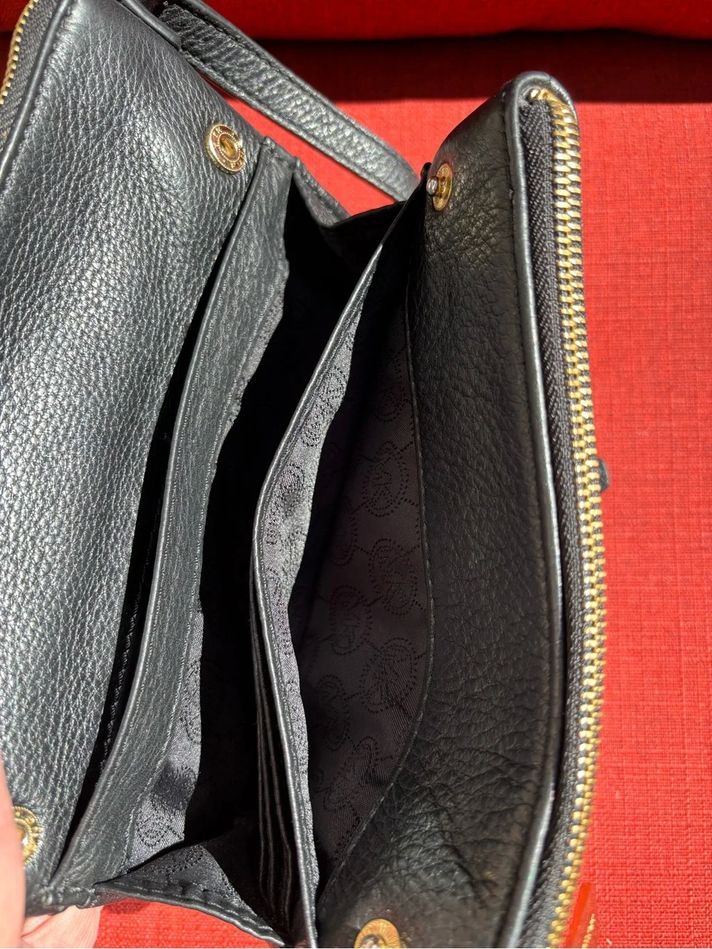 Michael Kors Black Leather Crossbody with Gold MK Emblem